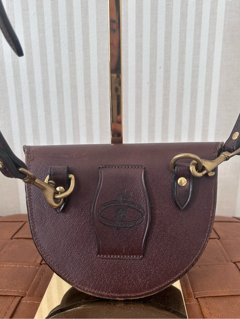 Vintage Kentucky Leather Works Saddle Bag Crossbody Leather Bag Gold Hardware - Picture 5 of 9